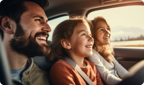 family in car